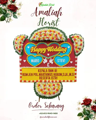 Karangan Papan Bunga Pernikahan di Sokorini